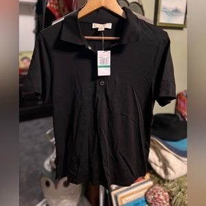 Michael Kors women’s black polo gold snap button close new with tags size LG